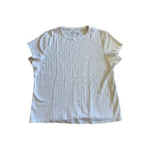 Aerie Women's White Ribbed Crew Neck Short Sleeve T Shirt XL Cottagecore Cute